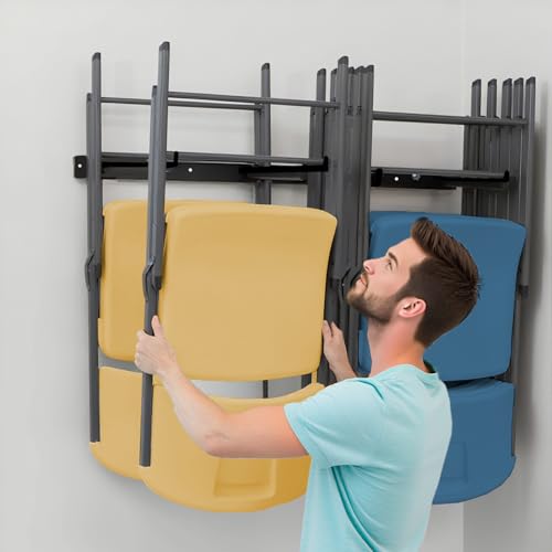 SAMRELAX 2Pack Folding Chair Storage Rack, Chair Hangers for Garage Wall, Garage Tool Organizer Wall Mount, Heavy Duty Garden Tool Holder for Hanging Shovel Rake Broom Ladder
