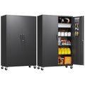 Yizosh Metal Garage Storage Cabinet with Locking Doors and Adjustable Shelves,- 71" Rolling Steel Tool Cabinet for Home Office,Garage,Warehouse