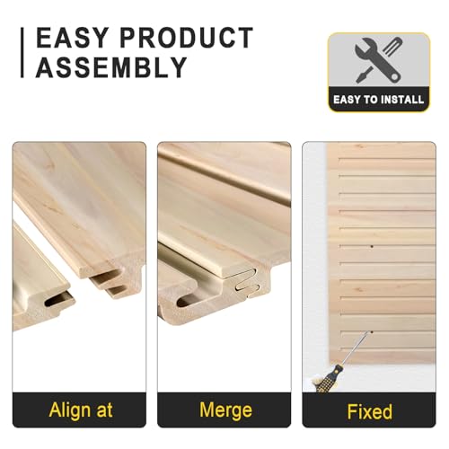 HUZJIEHUI 4'H x 4'W PVC Slatwall Panels Garage Wall Storage System, White Slat Wall Paneling Garage Organizers (Wood Grain, 8x4)