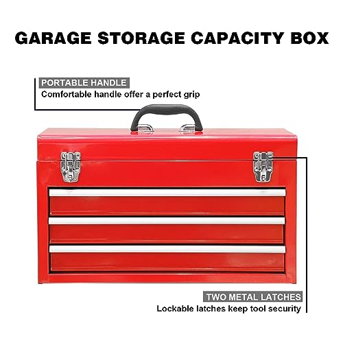 BIG RED TAMPK133-XB Torin Portable Tool/Garage Storage Box: Ergonomically Designed for Garage, Home, Office, Warehouse, Gym, School - Red