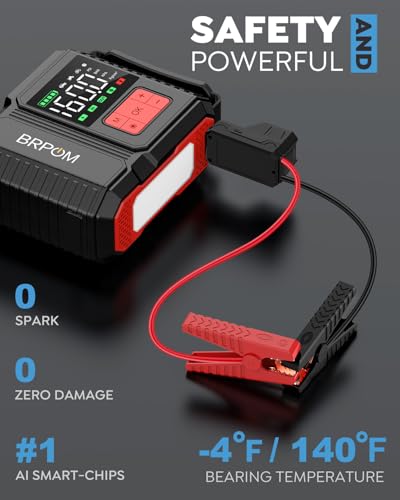 Car Jump Starter with Air Compressor, 9000A Peak 26800mah (Up to All Gas or 12.0L Diesel Engine, 50 Times) Portable160PSI Jump Starter 12V Auto Battery Jump Pack Quick Charge