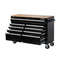 Husky 52 in. W 9-Drawer Mobile with 5 in. x 2 in. casters Work Bench in Black