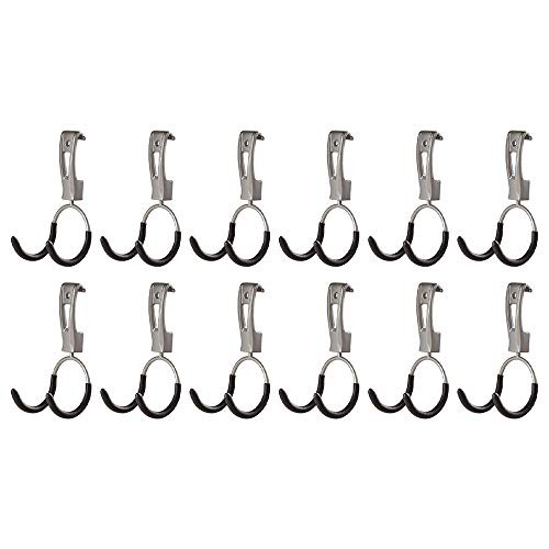 Rubbermaid Universal Powder Coaded Metallic Fasttrack Hanging Garage Hook Organizers for Ladder, Tool, and Bike Storage (12 Pack)