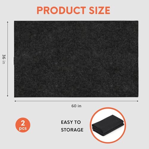 JERIA 2 Pcs 36 X 60 Inch Oil Spill Mat for Under Car Driveway,Oil Leaks Absorbent Oil Pad,Tape Rubber Mat Garage Floor with 16 PCS Tapes