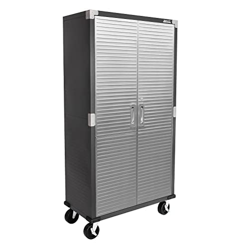 Seville Classics UltraHD Solid Steel Rolling Lockable Metal Storage Cabinet Locker Organizer, w/Adjustable Shelves for Garage, Warehouse, Office, Classroom, Graphite, 36" W x 18" D x 72" H