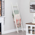 Blanket Ladder for Living Room and Bedroom, 5ft 8 inch, 6-Tier Wall Leaning Laminate Snag Free Construction (White) Rustic Decorative Farmhouse Blanket Storage, Quilt Rack, Ladder Shelf, Easy Assembly