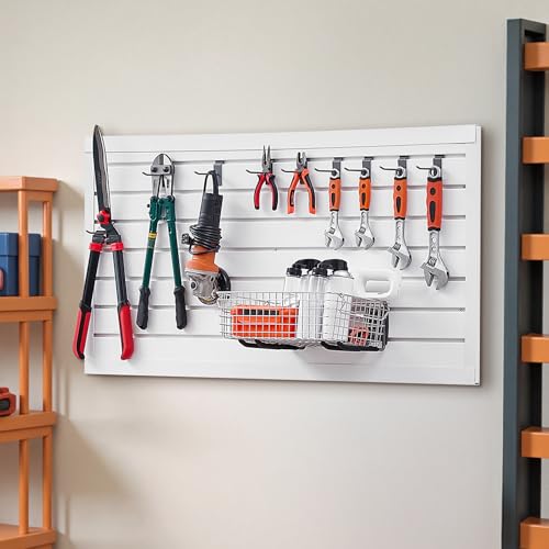 VEVOR Slat Wall Paneling, 2 x 4 ft, PVC Garage Slatwall with Modular Design, White Slat Wall Easy-to-Install Adjustable Slatwall Panel with Coupling Structure & DIY Cutting, Fits for Storage & Display