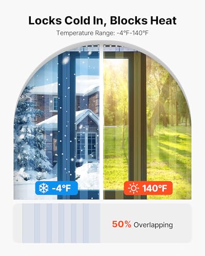 VEVOR Clear PVC Strip Curtain, 96 in Height x 84 in Width x 0.08 in Thickness, 14 PCS Walk in Freezer Cooler Curtain Strips, Smooth Waterproof Plastic Door Strips for Warehouse, Freezer, Garage Doors