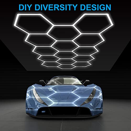 LZHOME Updated Hexagon Garage Light: 79200LM Super Bright Hexagon Garage LED Light, 5000K Natural White, 72 Packs LED Light Car Detailing Ceiling Lights for Warehouse Basement Gym Barbershop Salon