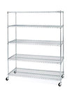 Seville Classics UltraDurable MEGA Rack Commercial-Grade 5-Tier NSF-Certified Steel Wire Shelving with Wheels, 60" W x 24" D x 72" H, Chrome