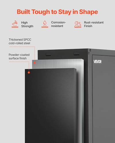 VEVOR Metal Wall Cabinet, 30W x 12.2D x 30H Inch, Steel Floating Hanging Storage Cabinet with Locking Doors and Adjustable Shelf for Garage, Basement, Kitchen, Warehouse Assembly Required, Black