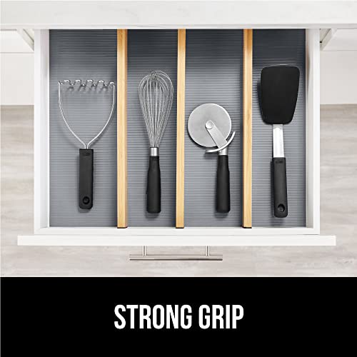 Gorilla Grip Ribbed Drawer Liner and Over the Door Shoe Organizer, Drawer Liner Size 12x10, Waterproof, Shoe Holder Includes 24 Pockets, Mesh, Both in Gray, 2 Item Bundle