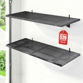 Greddu 2-Pack 1.5x4ft Heavy Duty Garage Shelving Wall Mounted, 520 Pounds Total Load Capacity, Garage Shelves withHooks,Black