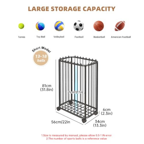 jiedihome Garage Ball Storage Rack, Metal Sports Equipment Organizer, Black