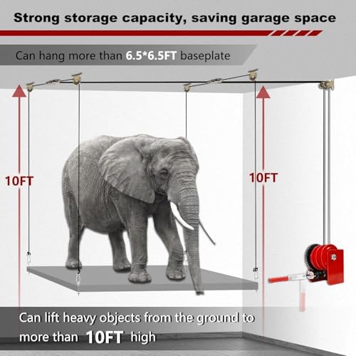 Overhead Garage Storage Lift Hoist, Heavy-Duty Ceiling Mounted Garage Storage Lift System for Organization, Easy to Install