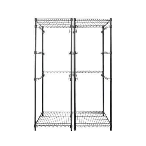 MonsterRAX 5-Tier Heavy Duty Garage Slide Bin Storage Rack for 27-Gallon Totes. Industrial metal organization, 250lb capacity, NSF Certified. (2-Pack) (Bins not included) (Black)