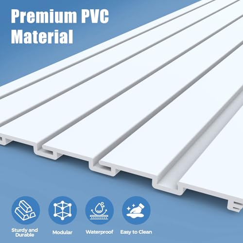 Slat Wall Paneling for Garage, 8ft x 4ft PVC Garage Storage System, Slatwall Panels Power Tool Organizer Wall Mount, Durable Slatwall Panels for Heavy Duty Organization