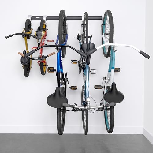 SafeRacks Bike Storage Rack Wall Mount Garage Bike Hanger for 5 Bicycles Adjustable Hooks Organize Bicycles in the Garage(5-bike hooks, holds 500lbs)