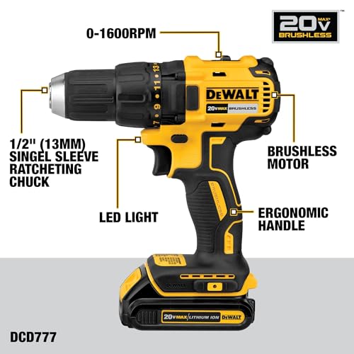 DEWALT 20V MAX Cordless Drill and Impact Driver, Power Drill Brushless 2-Tool Power Tool Combo Kit, Includes 2 Batteries, Charger and Bag (DCK277D2)