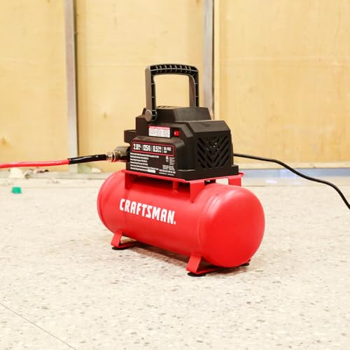 Craftsman Air Tools, 2 Gallon Portable Air Compressor 1/3 HP Oil-Free Max 125 PSI Pressure, Hot Dog, Model: CMXECXA0200243