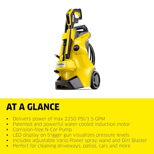 Kärcher Pressure Washer, K4 Power Control, Max 1900 PSI, 26 ft. Hose, 2 Spray Wands - 1.5 GPM