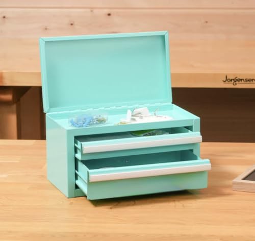 Mini Toolbox, Tool Storage Cabinet, 2 Drawers, TEAL, mint, makeup orginaztion, craft storage