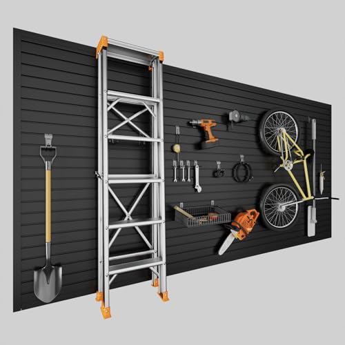 Ginchain 4 x 8 FT Slatwall Panel Garage Wall Organizer, Heavy Duty Slat Wall Paneling Sheets, Interlocking PVC Panels, Garage Slatwall for Tool Organization Mounted Storage Systems