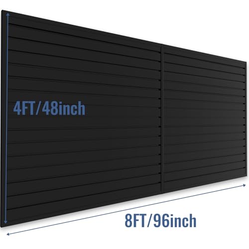 Aking Ace Slatwall Panel Garage Organizer PVC Slatwall Heavy Duty Wall Mounted Rack, Interlocking Slat Wall Panels for Tool Organization Peg Board (Black 8X4 ft)