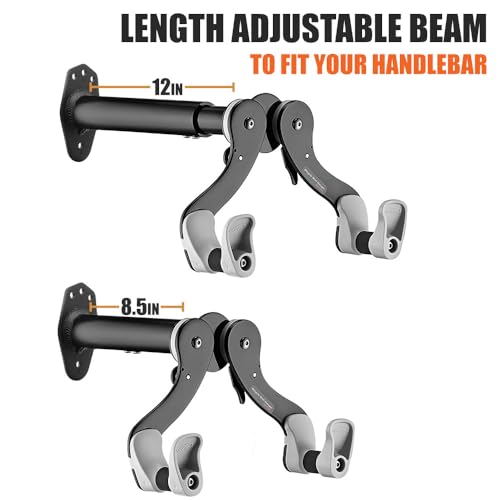 Ibera Horizontal Wall Mount Hanger, Indoor Bicycle Hook Holder Storage Rack for Home or Garage, 45 Degree Adjustable Angle to Keep Bike Level