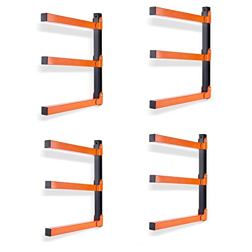 Ultrawall Wall Mount Wood Organizer and Lumber Storage Metal Rack with 3-Level - Indoor & Outdoor Use, 4 Pack