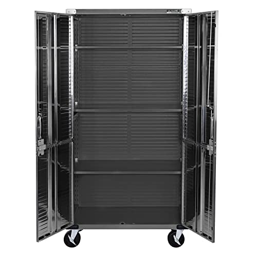 Seville Classics UltraHD Solid Steel Rolling Lockable Metal Storage Cabinet Locker Organizer, w/Adjustable Shelves for Garage, Warehouse, Office, Classroom, Graphite, 36" W x 18" D x 72" H