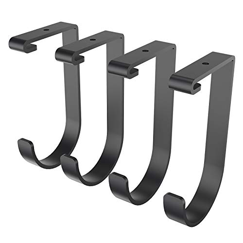 FLEXIMOUNTS 4 Pack Add On Storage Flat Hook Accessory for Garage Ceiling Rack and Wall Shelving, Max Weight Capacity up to 50lbs, Black