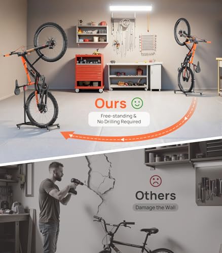 Housolution Vertical Bike Stand with Wheels up to 29", Adjustable Height, No Drilling holds up to 80lbs, Freestanding Bicycle Rack for Garage & Apartment, Bike Stand Floor for MTB/Road Bikes