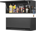 Yoonkool Metal Garage Wall Cabinet, Floating Garage Tool Cabinets with Up-Flip Door,13.8''H Hanging Wall Mounted Storage Cabinet for Garage, Warehouse, Kitchen, Bathroom, Workshop, RV, Black