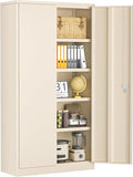 SUNCROWN Metal Storage Cabinets with Lock, Tool Cabinet, 72" Locking Steel Storage, Tall Locker Organizer Garage Cabinets with 2 Doors and 4 Shelves for Home,Office,Warehouse,Garage,School(Warm Grey)