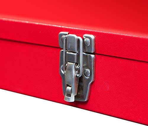 BIG RED TB102 Torin 16" Hip Roof Style Portable Steel Tool Box with Metal Latch Closure, Red