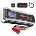 WOLFBOX 4000A Jump Starter,12V Car Battery Jumper Starter Portable with 65W Quick Charger,LED Display,88.8Wh Booster Jump Box Pack (10L Gas 10L Diesel Engine) with LED Light,Jumper Cables, Silver