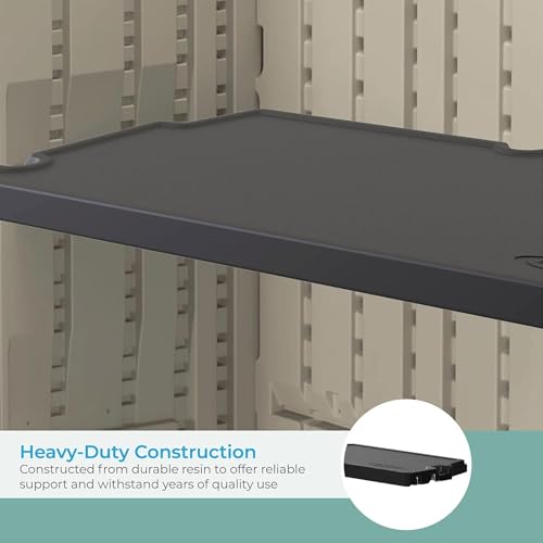 Suncast 3 Pack Vertical Shed Shelf Kit, Space Saving Shelving for Wall Mount Outdoor Storage Structures, 27.75" W x 14.5" D x 1.25" H, Black