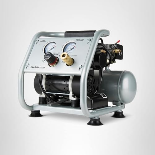 Metabo HPT Quiet Air Compressor, Portable 1 Gallon Oil-Free Air Compressor, Ultra-Quiet Operation at 59 dB, Universal Quick Coupler for Fast Tool Changes, Compact and Lightweight, EC28M