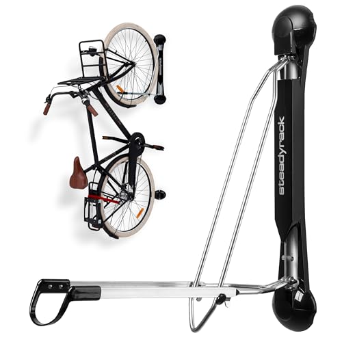Steadyrack Bike Rack - Easy Lift Swivel Bike Wall Mount, Vertical Storage Solution for Bicycles with Fenders or Mudguards, Garage Bicycle Rack Wall Mount for Home