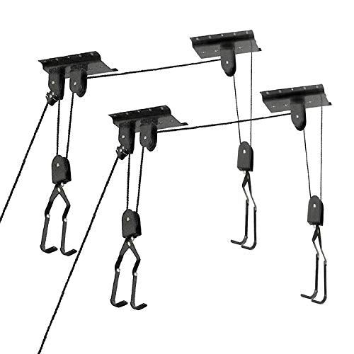 Great Working Tools Ceiling Mount Bike Hoist Set of 2 Bike Hangers Pulley System
