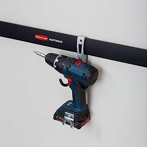 Rubbermaid Universal Powder Coaded Metallic Fasttrack Hanging Garage Hook Organizers for Ladder, Tool, and Bike Storage (12 Pack)
