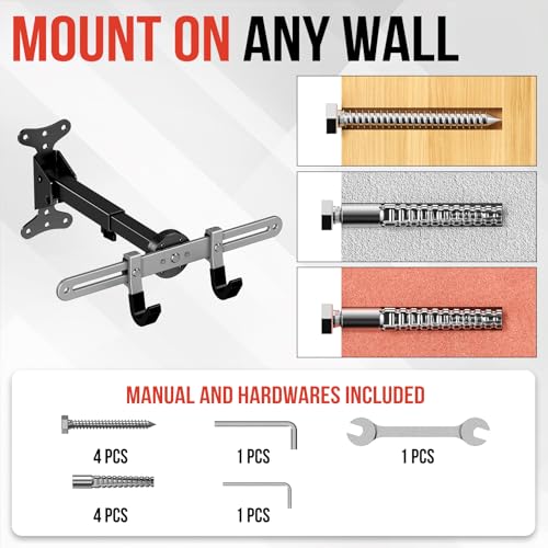 BEISHI Heavy-Duty Bike Wall Mount for Garage Aluminum Alloy & Steel Folding Bicycle Rack,360° Rotation,Adjustable Hook, 66lbs Capacity Horizontal Indoor Bike Storage, for Road Mountain Hybrid Bikes