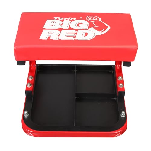 Torin Big RED TR6300-3 250lbs Red Rolling Automotive Creeper Garage/Shop Seat: Padded Mechanic Stool with Tool Large Tray Suitable for garages, Repair Shops