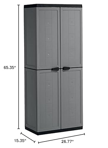 Keter 'Kis Jolly Utility Plastic Cupboard, 1 Piece, Dark Grey/Black, 9734000 0444 01
