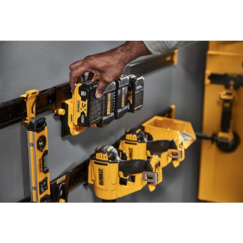 DEWALT Battery Organizer, Holds up to 4 Batteries, Mount Rail, Workshop Storage System Compatible (DWST82819)
