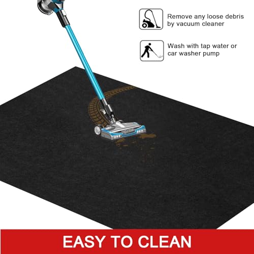 Golener Oil Spill Mat - Garage Floor Mat, Absorbent Oil Pad, Premium Maintenance Mat, Waterproof, Contain Liquid, Protect Floor from Spill & Stain, Reusable, Washable, Durable, 59”x72”, Black/Orange