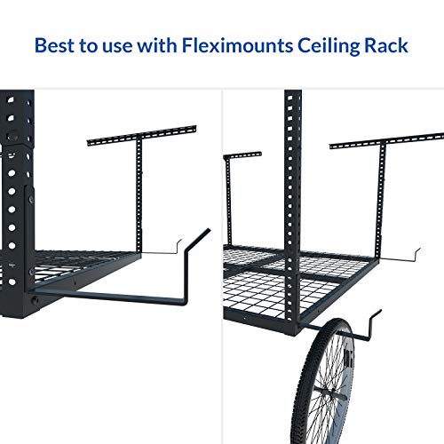 FLEXIMOUNTS 2 Pack Add On Storage Utility Hook Accessory for Garage Ceiling Rack, Max Weight Capacity up to 35lbs, Black