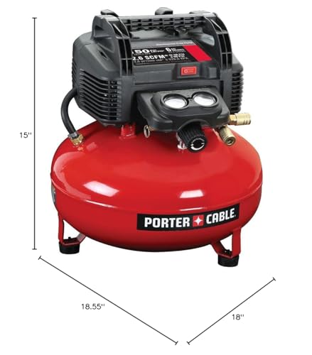 PORTER-CABLE Portable Pancake Air Compressor with Oil-Free Maintenance-Free Pump for Wood Working, Roofing, Home, Jobsite and More: 6 Gallon, 150 Max PSI, 2.6 CFM @ 90 PSI