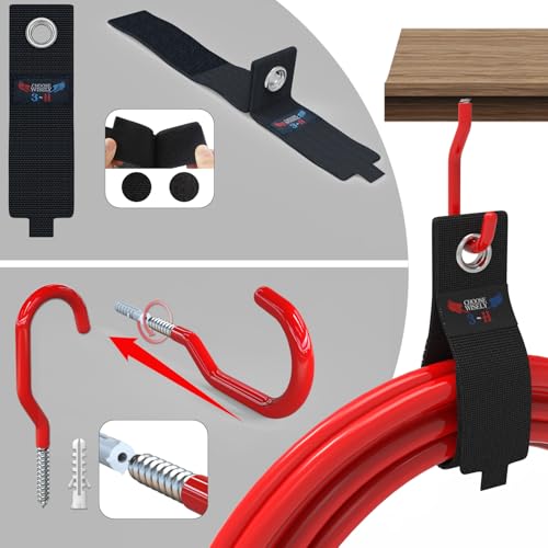 3-H Heavy Duty Garage Wall Hooks 20 Pack, Anti-Slip PVC Coating Wall Mount Garage Storage Utility Hooks, Heavy Load Organizer for Ladders, Yard Tools, Shovel, Weed Eater, Hoses & Bulk Items,Red